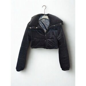 Diamanté Cropped Puffa One Above Another Size 8 Winter Sparkle‎ $89